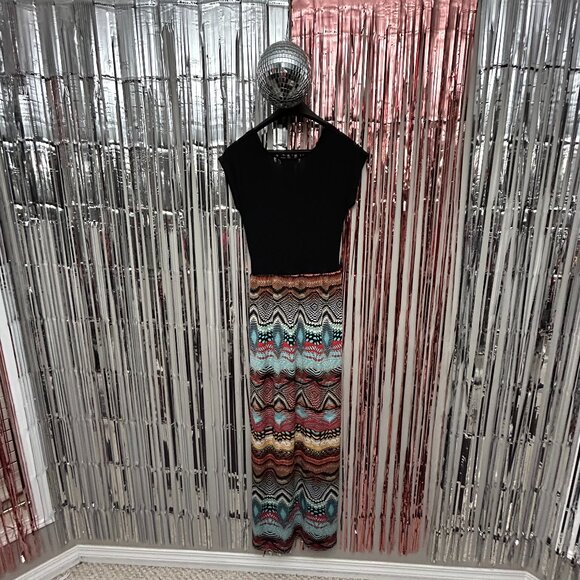 Guilty Long Dress Women Medium M Black Multicolored Party Formal Cocktail Outfit - Picture 4 of 8